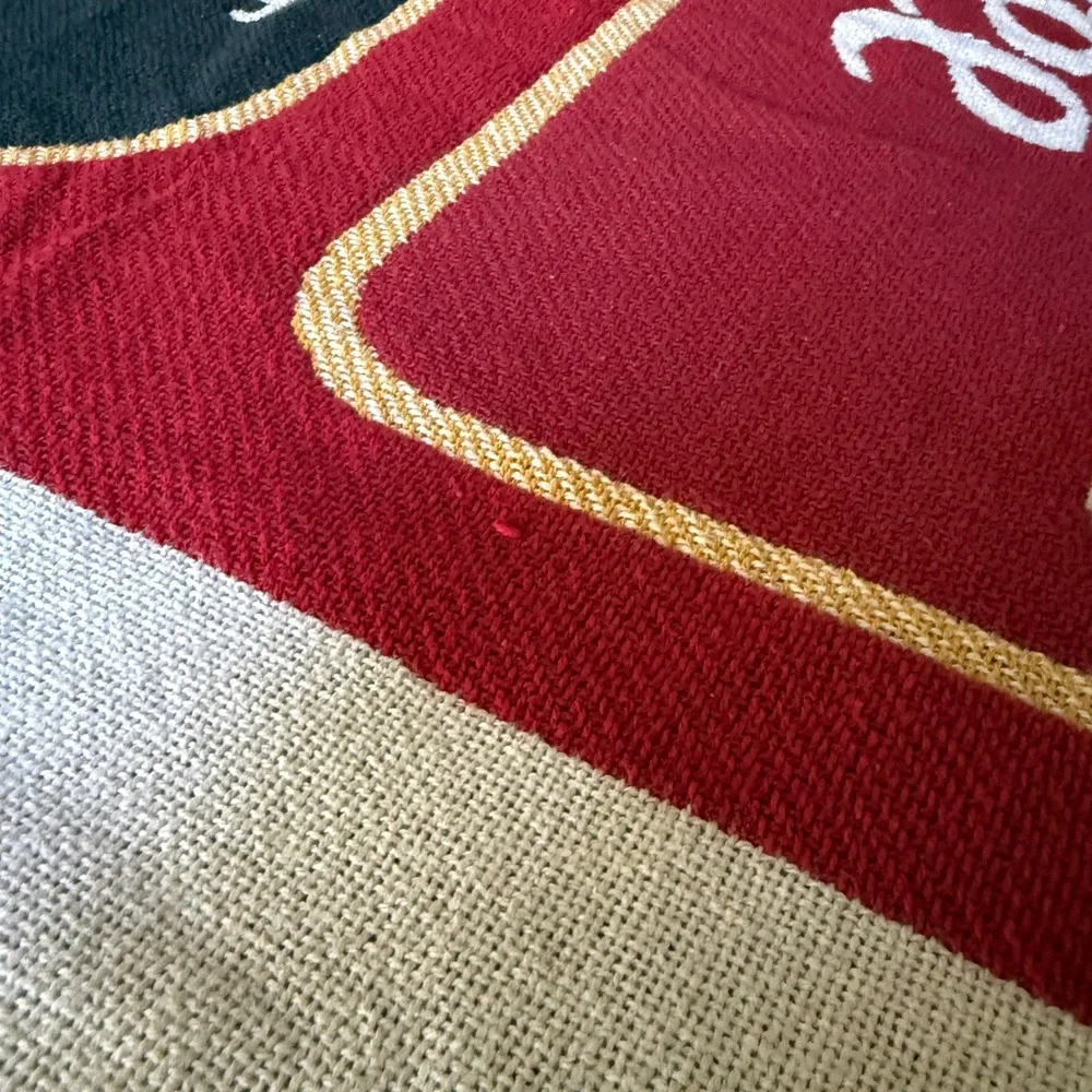 Community Coffee Dark Roast Woven Tapestry Throw Blanket Red Fringed Edge Retro